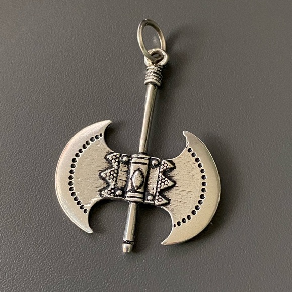 Vintage Sterling Silver 925 Double Headed Axe Pendant - Picture 1 of 7